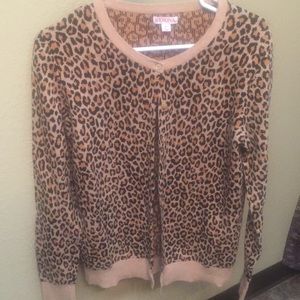 Button-down leopard print sweater